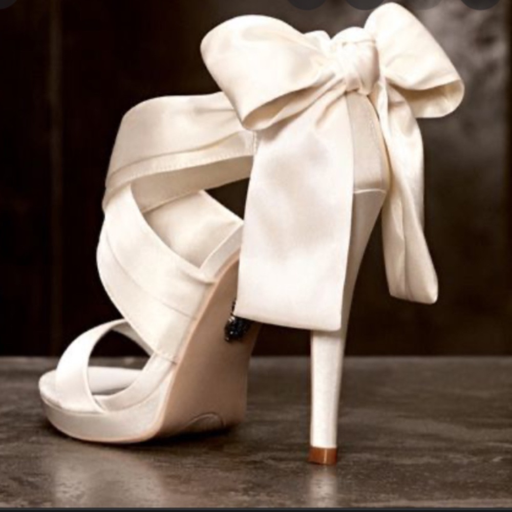 White Satin Bow Wedding Heel